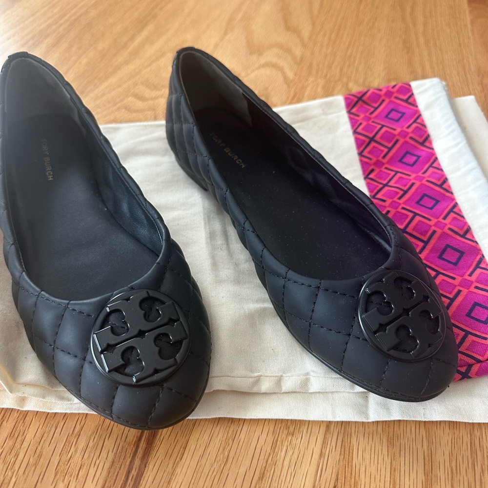Tory Burch Chelsea Black Quilted Ballet Flats